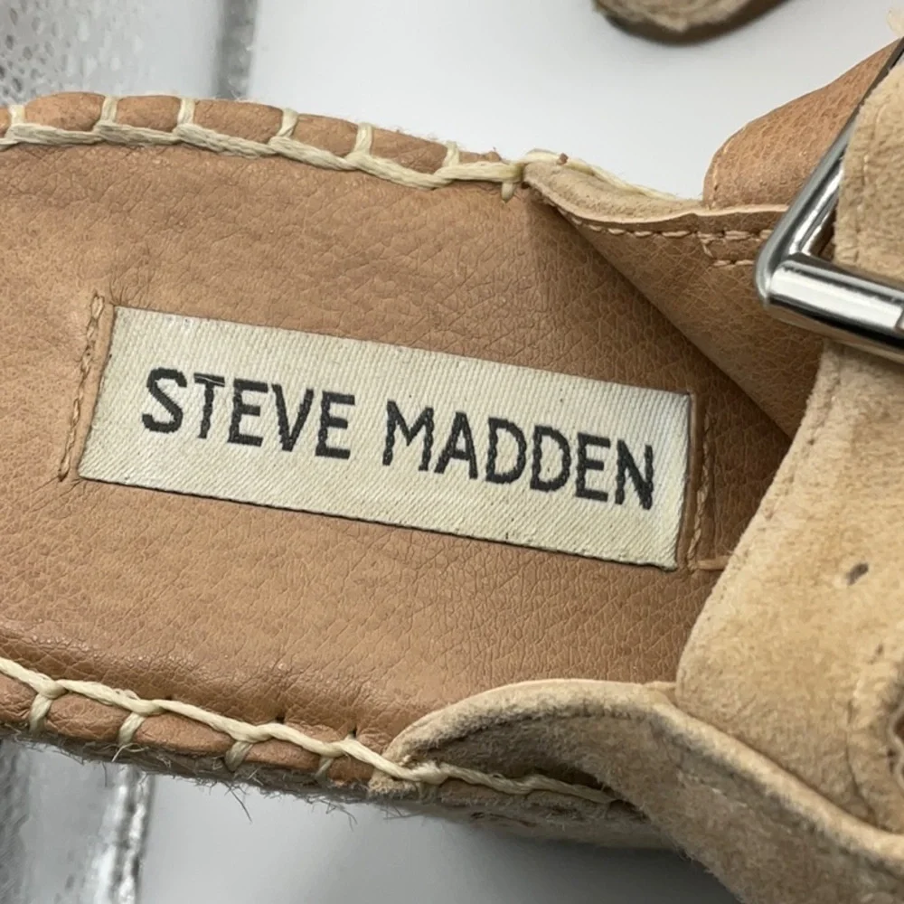 Steve Madden EUC Beige Leather Women's Heeled Sandals, Size 8.5